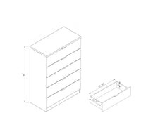 5 Drawer Bedroom Chest Dresser, Distressed Wood Cabinet Rustic Brown Particle Board