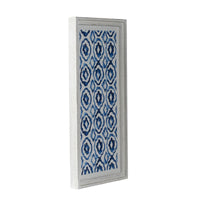 Set Of 2 Blue And White Hanging Sculptures, Modern Wall Art Decor, 12.5" X 24.5" White Blue Wood