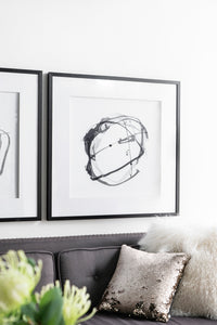 Set Of 2 Modern Abstract Wall Art, Square Framed Wall Art, 31.5" X 31.5" Black Plastic