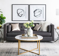 Set Of 2 Modern Abstract Wall Art, Square Framed Wall Art, 31.5" X 31.5" Black Plastic