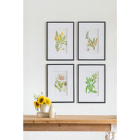 Set Of 4 Botanical Flower Wall Art, Home Decor For Living Room, Dining Room, Bedroom, Hallway, 20" X 28" White Blue Plastic
