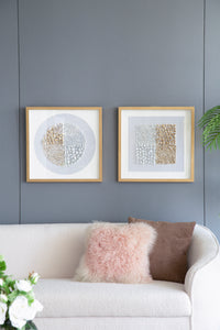 Set Of 2 Shadow Box Wall Decor, Wall Decor Accent, 19.5" X 19.5" White Stone