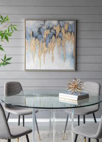 39.5" X 39.5" Modern Oil Painting, Square Framed Wall Art For Living Room Dining Room Office Multicolor Polyester