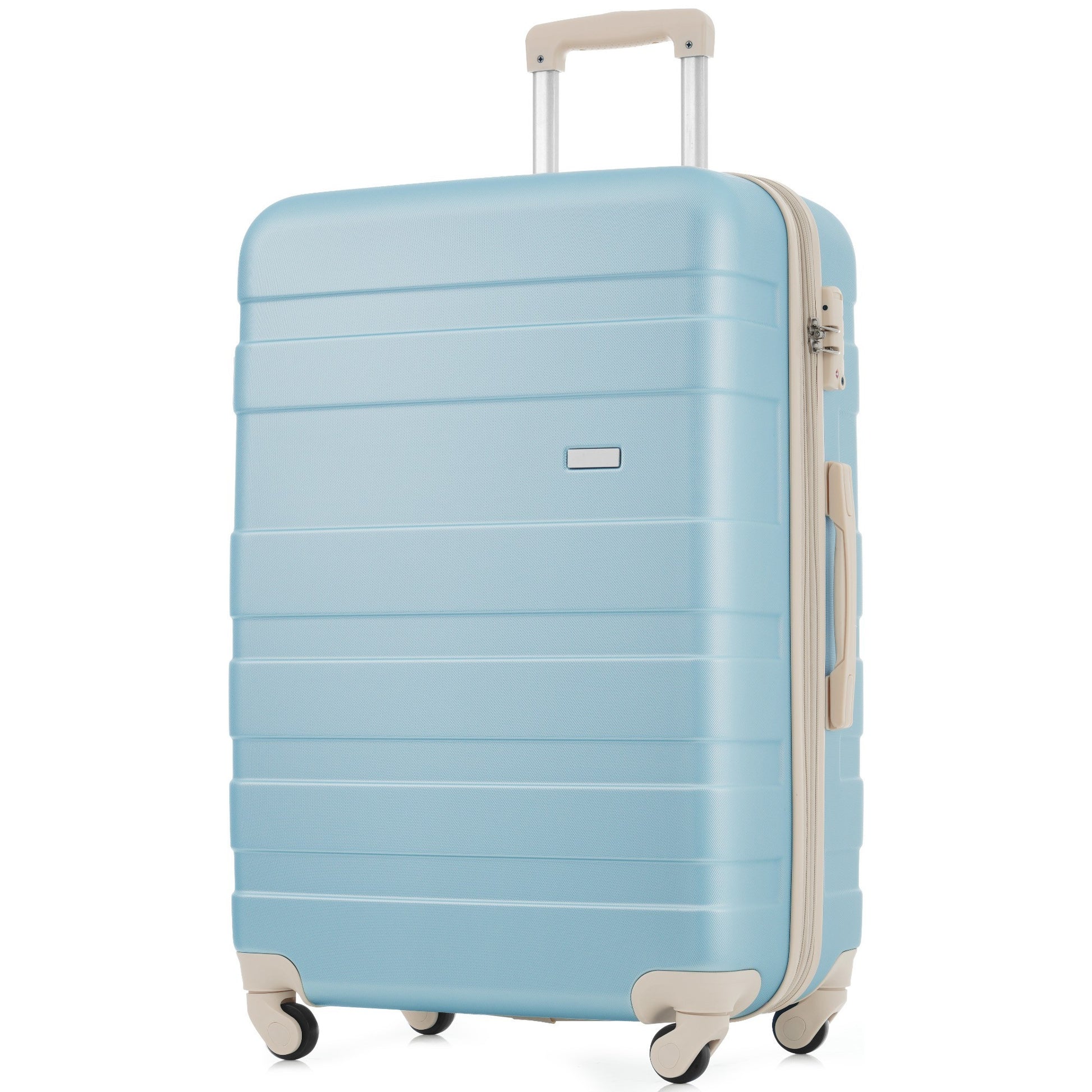 Luggage Sets Model Expandable Abs Hardshell 3Pcs Clearance Luggage Hardside Lightweight Durable Suitcase Sets Spinner Wheels Suitcase With Tsa Lock 20''24''28'' Golden Blue And Beige Blue Abs