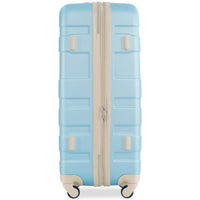 Luggage Sets Model Expandable Abs Hardshell 3Pcs Clearance Luggage Hardside Lightweight Durable Suitcase Sets Spinner Wheels Suitcase With Tsa Lock 20''24''28'' Golden Blue And Beige Blue Abs