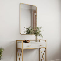 Gold 24 "X36" Rectangular Bathroom Wall Mirror Gold Classic,Modern Mdf Glass Aluminium