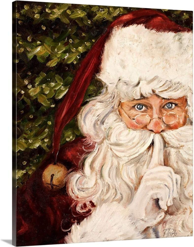 Framed Canvas Wall Art Decor Painting For Chrismas, Santa Claus Be Quiet Gift Painting For Chrismas Gift, Decoration For Chrismas Eve Office Living Room, Bedroom Decor 3248In Thickness 1.5Inch Rectangle Framed Multicolor Christmas Oversized 41In Canvas