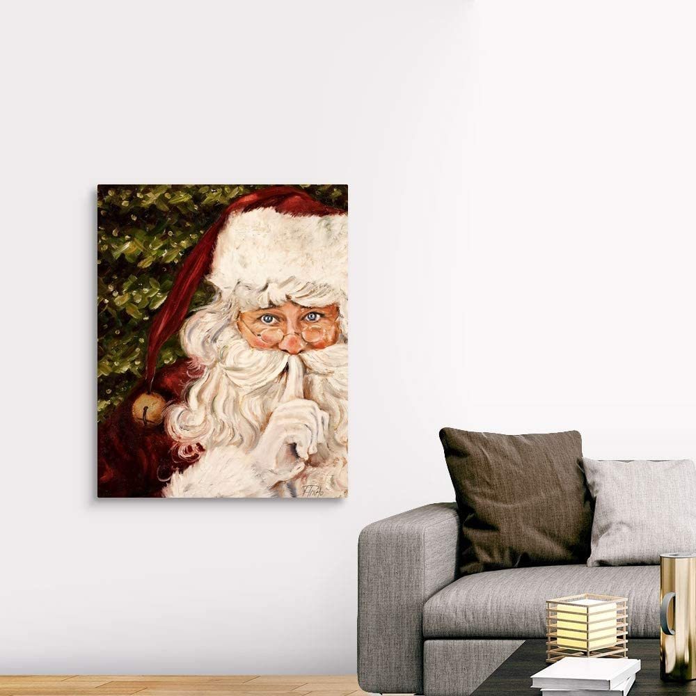 Framed Canvas Wall Art Decor Painting For Chrismas, Santa Claus Be Quiet Gift Painting For Chrismas Gift, Decoration For Chrismas Eve Office Living Room, Bedroom Decor 3248In Thickness 1.5Inch Rectangle Framed Multicolor Christmas Oversized 41In Canvas