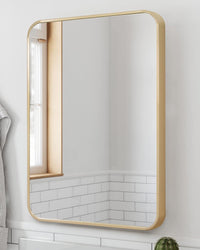 Gold 24 "X36" Rectangular Bathroom Wall Mirror Gold Classic,Modern Mdf Glass Aluminium