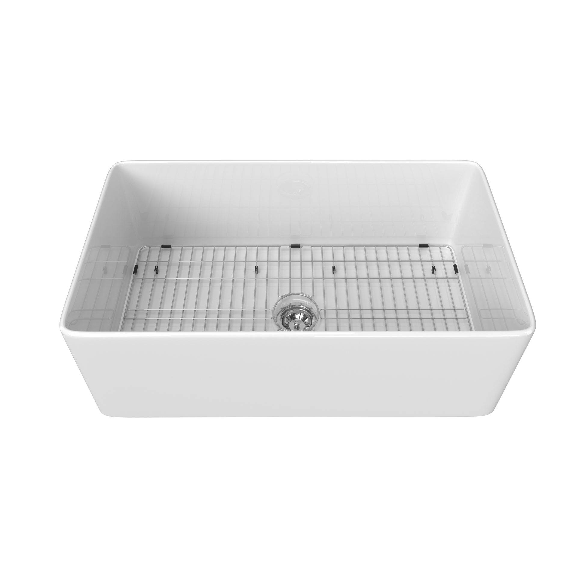 30 Inch Fireclay Farmhouse Kitchen Sink White Single Bowl Apron Front Kitchen Sink, Bottom Grid And Kitchen Sink Drain Included Natural Modern Fireclay