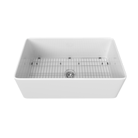 30 Inch Fireclay Farmhouse Kitchen Sink White Single Bowl Apron Front Kitchen Sink, Bottom Grid And Kitchen Sink Drain Included Natural Modern Fireclay