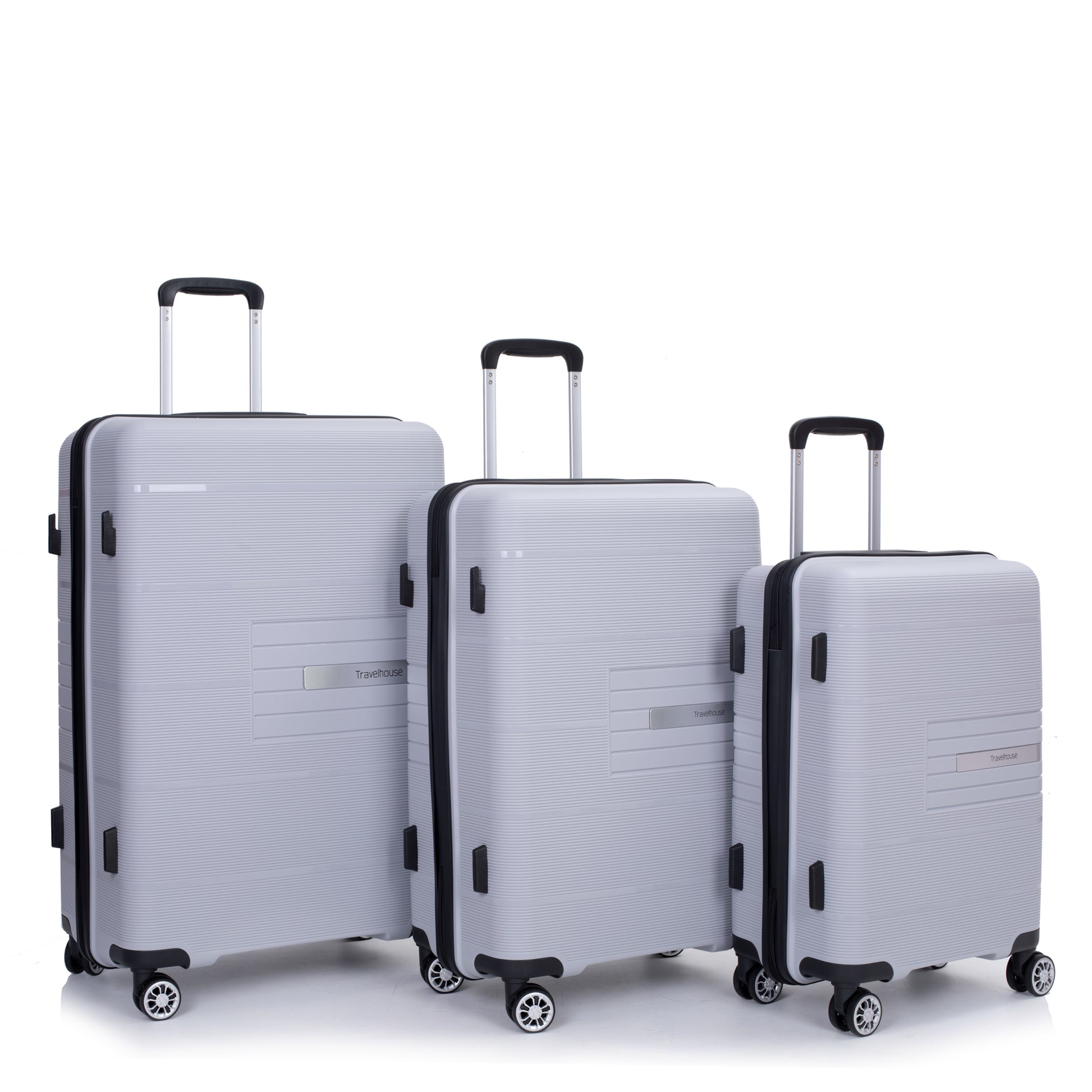 Hardshell Suitcase Double Spinner Wheels Pp Luggage Sets Lightweight Durable Suitcase With Tsa Lock,3 Piece Set 20 24 28 Silver Silver Polypropylene