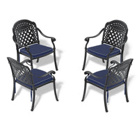 Cast Aluminum Patio Dining Chair 4Pcs With Black Frame And Cushions In Random Colors Yes Dining Set Black Rust Resistant Frame Water Resistant Cushion Garden & Outdoor Complete Patio Sets Aluminium