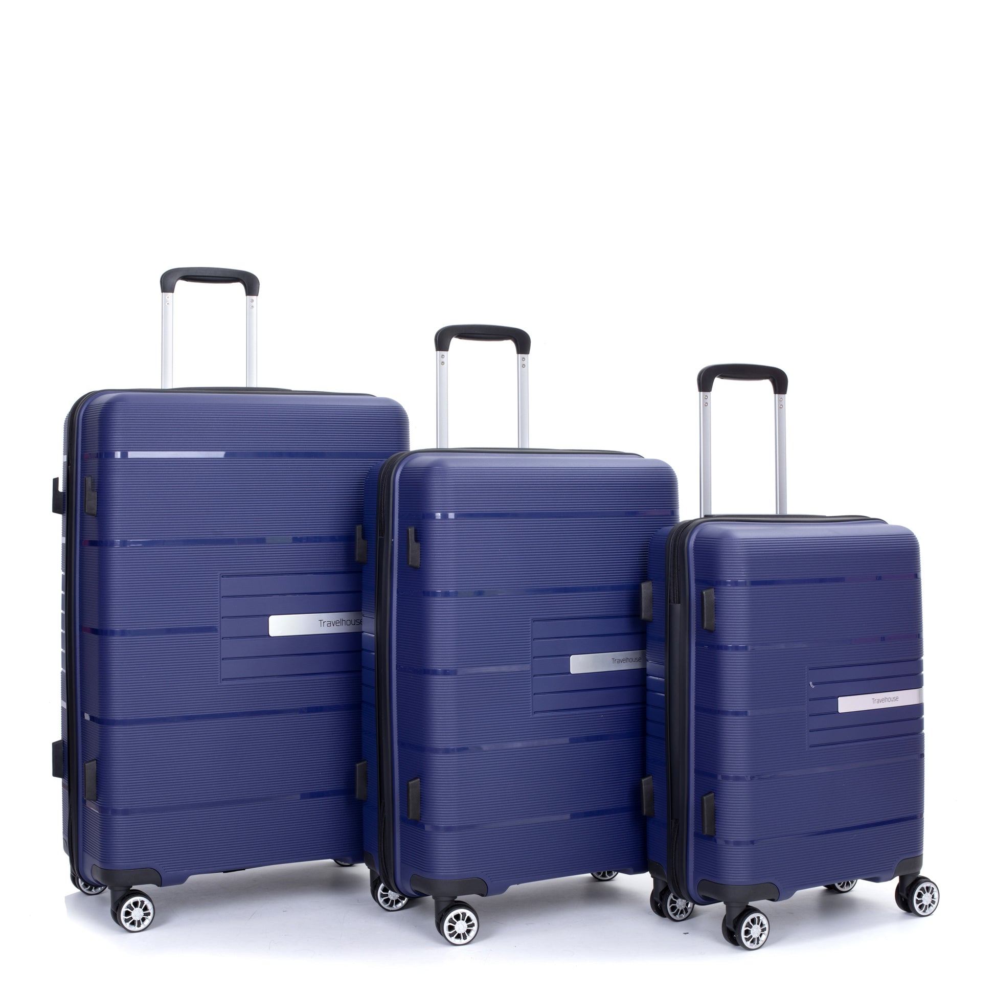 Hardshell Suitcase Double Spinner Wheels Pp Luggage Sets Lightweight Durable Suitcase With Tsa Lock,3 Piece Set 20 24 28 Navy Navy Polypropylene