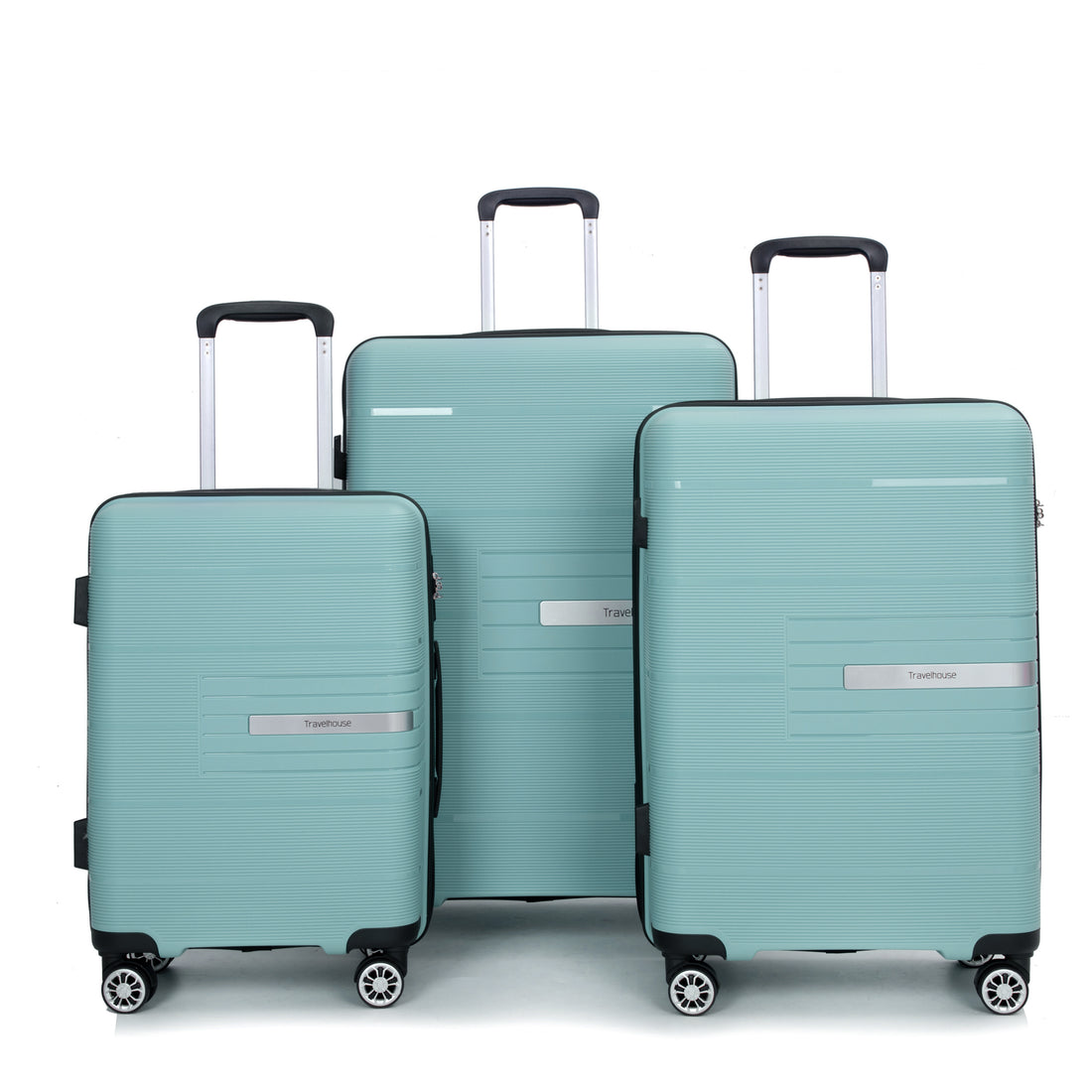 Hardshell Suitcase Double Spinner Wheels Pp Luggage Sets Lightweight Durable Suitcase With Tsa Lock,3 Piece Set 20 24 28 Light Green Light Green Polypropylene