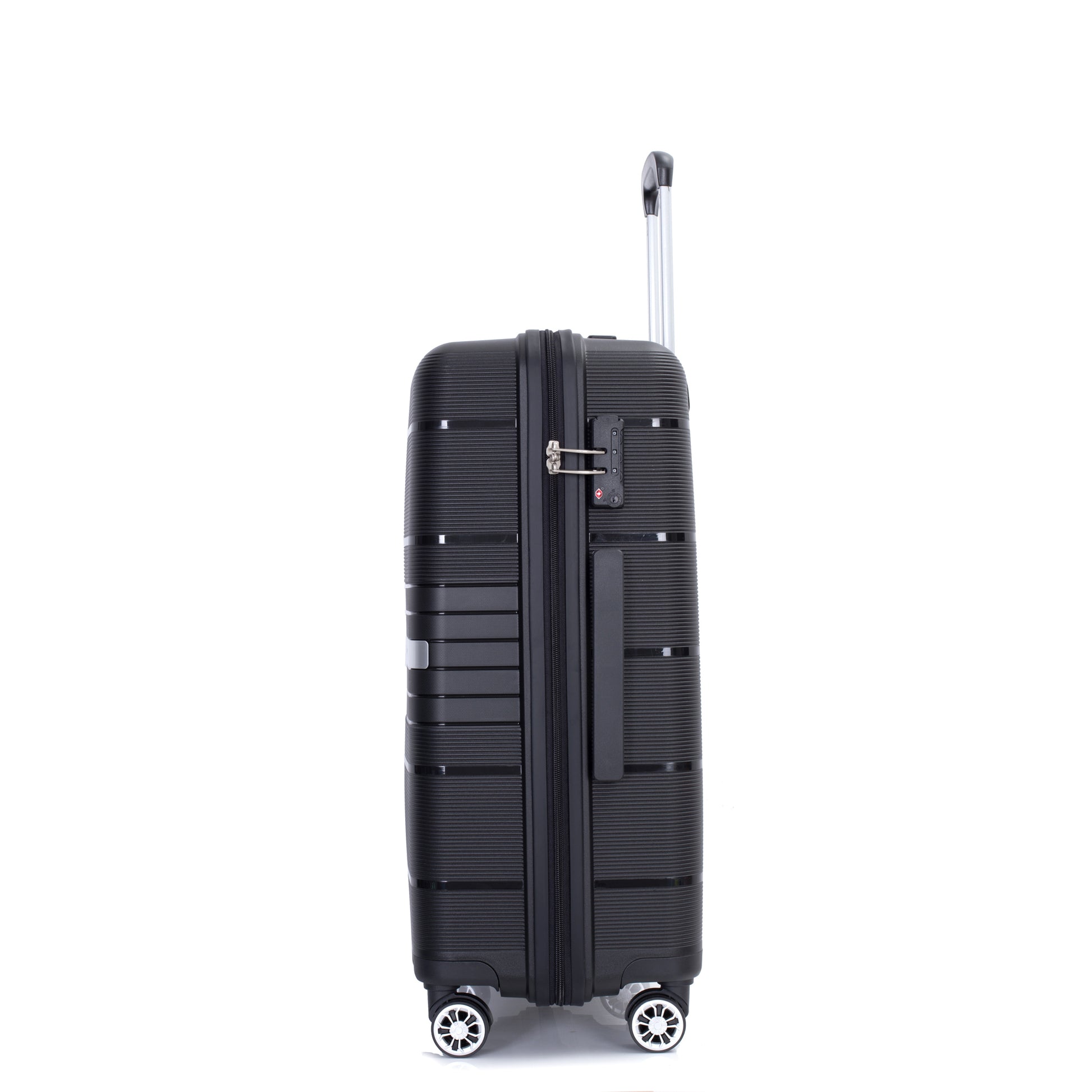 Hardshell Suitcase Double Spinner Wheels Pp Luggage Sets Lightweight Durable Suitcase With Tsa Lock,3 Piece Set 20 24 28 Black Black Polypropylene