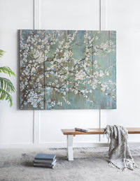 18.5" X 59" Saison White Cherry Blossom Canvas Print, Wall Decor For Living Room Bedrrom Entryway Office, Set Of 4 Multicolor Mdf
