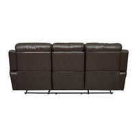 Contemporary Brown Faux Leather Upholstered 1Pc Double Reclining Sofa W Center Drop Down Cup Holder Living Room Furniture Brown Faux Leather Wood Primary Living Space Pillow Top Arms Solid Wood 3 Seat