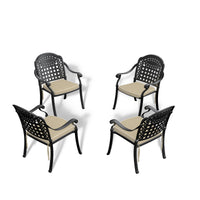 Cast Aluminum Patio Dining Chair 4Pcs With Black Frame And Cushions In Random Colors Yes Dining Set Black Rust Resistant Frame Water Resistant Cushion Garden & Outdoor Complete Patio Sets Aluminium