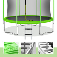 10Ft Trampoline For Kids With Safety Enclosure Net, Basketball Hoop And Ladder, Easy Assembly Round Outdoor Recreational Trampoline Green Metal