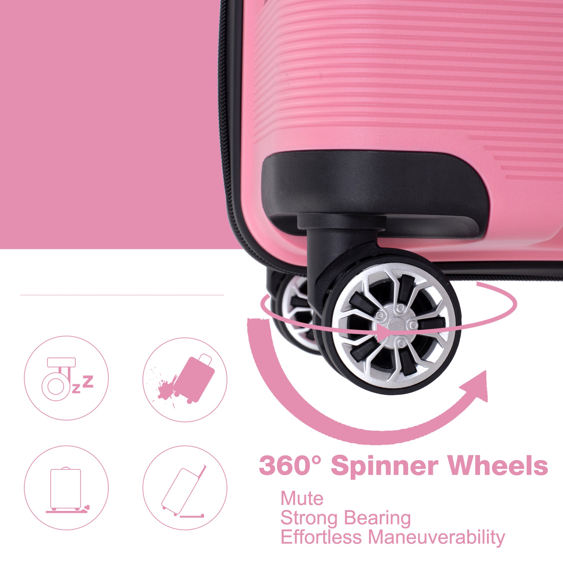 Hardshell Suitcase Double Spinner Wheels Pp Luggage Sets Lightweight Durable Suitcase With Tsa Lock,3 Piece Set 20 24 28 Pink Pink Polypropylene