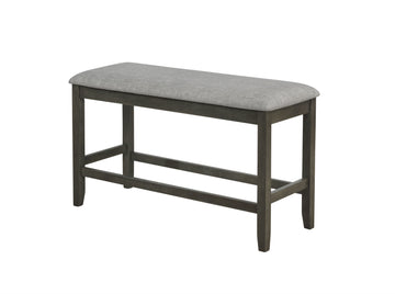 1 Pc Relaxed Vintage Counter Height Bench With Upholstered Seat Dining Bedroom Wooden Furniture Gray Gray Rectangular Grey Farmhouse Wood