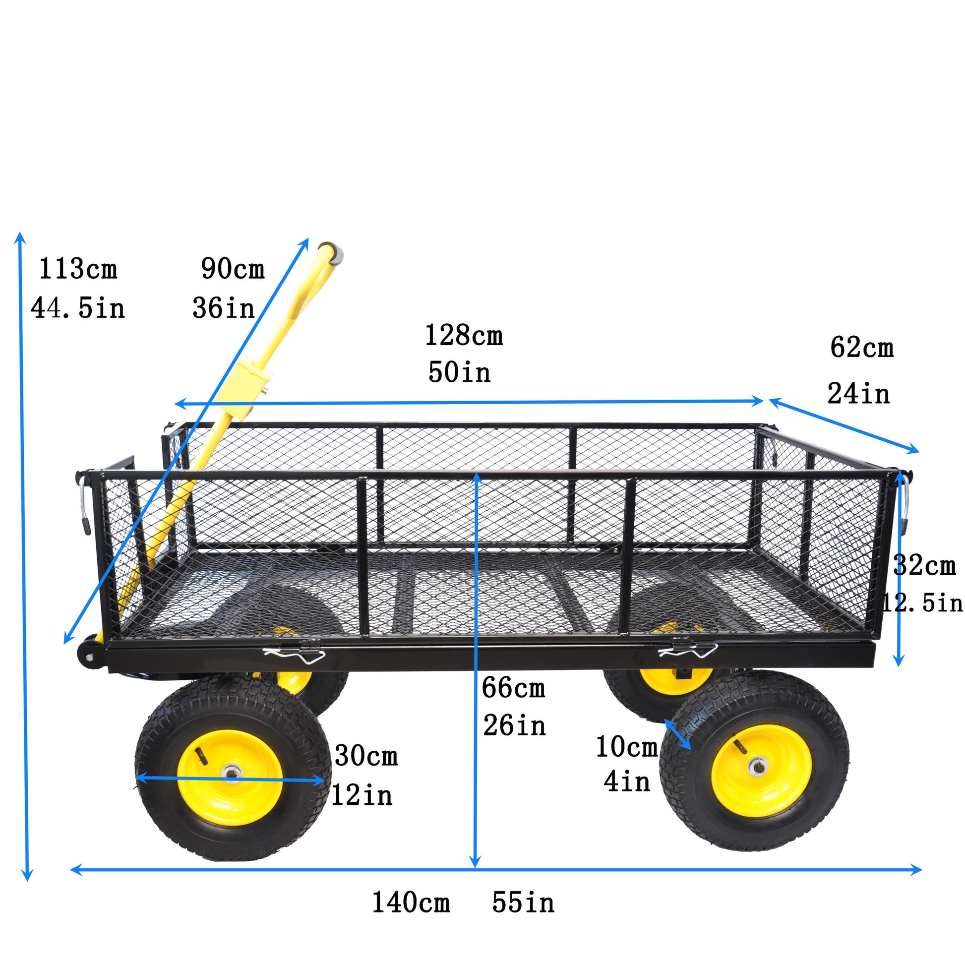 Big Wagon Cart Garden Cart Trucks Make It Easier To Transport Firewood Yellow Black Maximum Static Load Is 880 Lbs. Black Metal