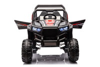 12V7A*1 30W*4 Four Wheel Drive Leather Seat One Button Start,Forward And Backward, High And Low Speed, Music, Front Light, Power Display, Two Doors Can Open, 2.4G R C, Seat Belt Four Wheel Absorber Black Iron Plastic