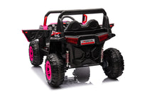 12V7A*1 30W*4 Four Wheel Drive Leather Seat One Button Start,Forward And Backward, High And Low Speed, Music, Front Light, Power Display, Two Doors Can Open, 2.4G R C, Seat Belt Four Wheel Absorber Pink Iron Plastic