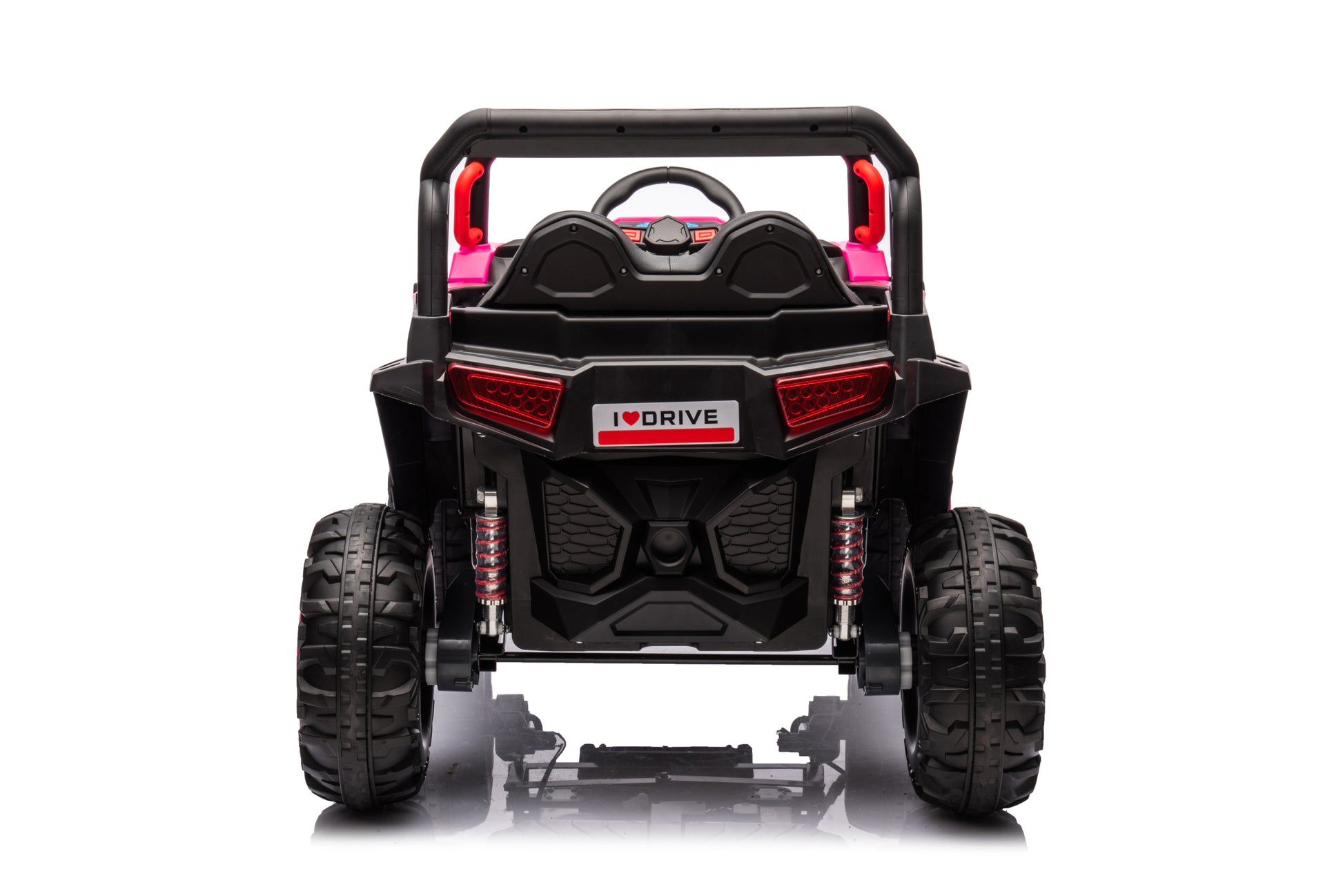 12V7A*2 30W*4 Four Wheel Drive Leather Seat One Button Start,Forward And Backward, High And Low Speed, Music, Front Light, Power Display, Two Doors Can Open, 2.4G R C, Seat Belt Four Wheel Absorber Pink Iron Plastic