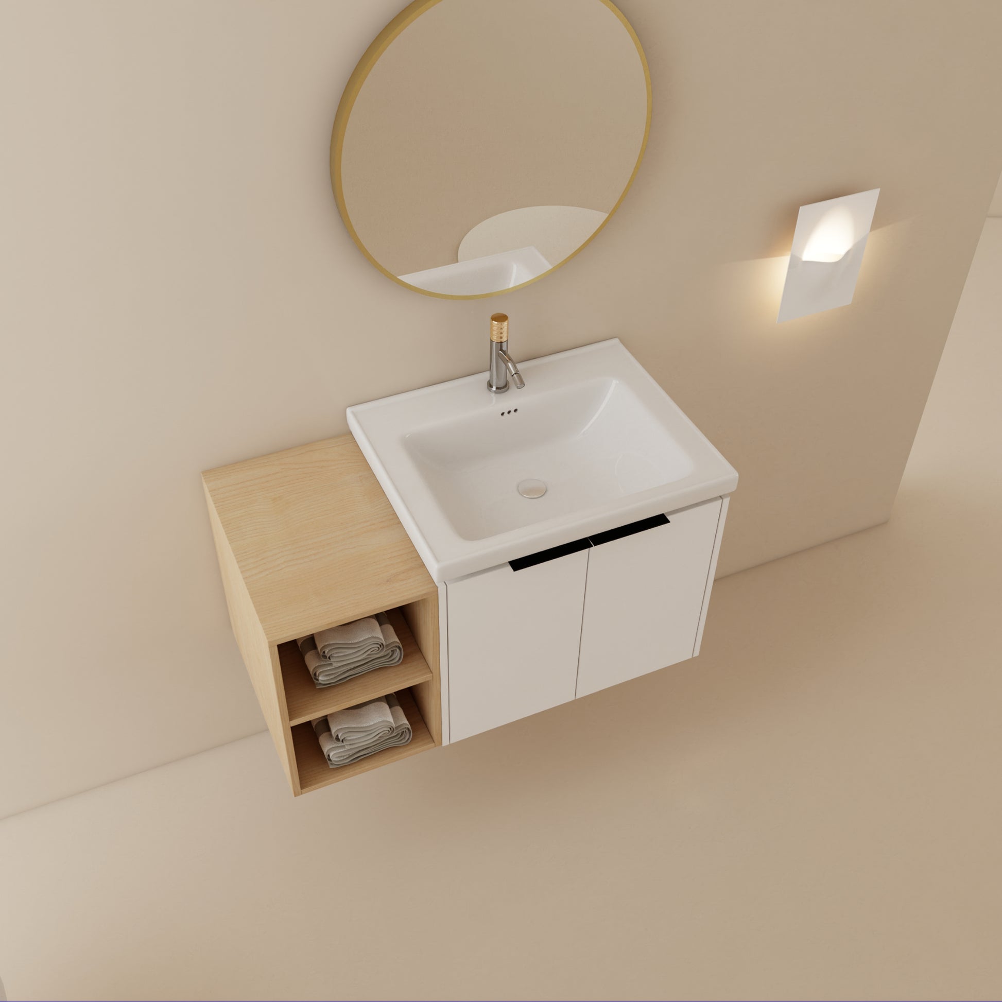 36 Inch Soft Close Doors Bathroom Vanity With Sink, And A Small Storage Shelves,Bvc07436Whltk White 2 1 Bathroom Wall Mounted Modern Plywood