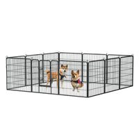 Dog Pens Outdoor 32" Height Foldable 12 Panels Heavy Duty Metal Portable Dog Playpen Indoor Anti Rust Exercise Dog Fence With Doors For Large Medium Small Pets Play Pen For Rv Camping Yard Black