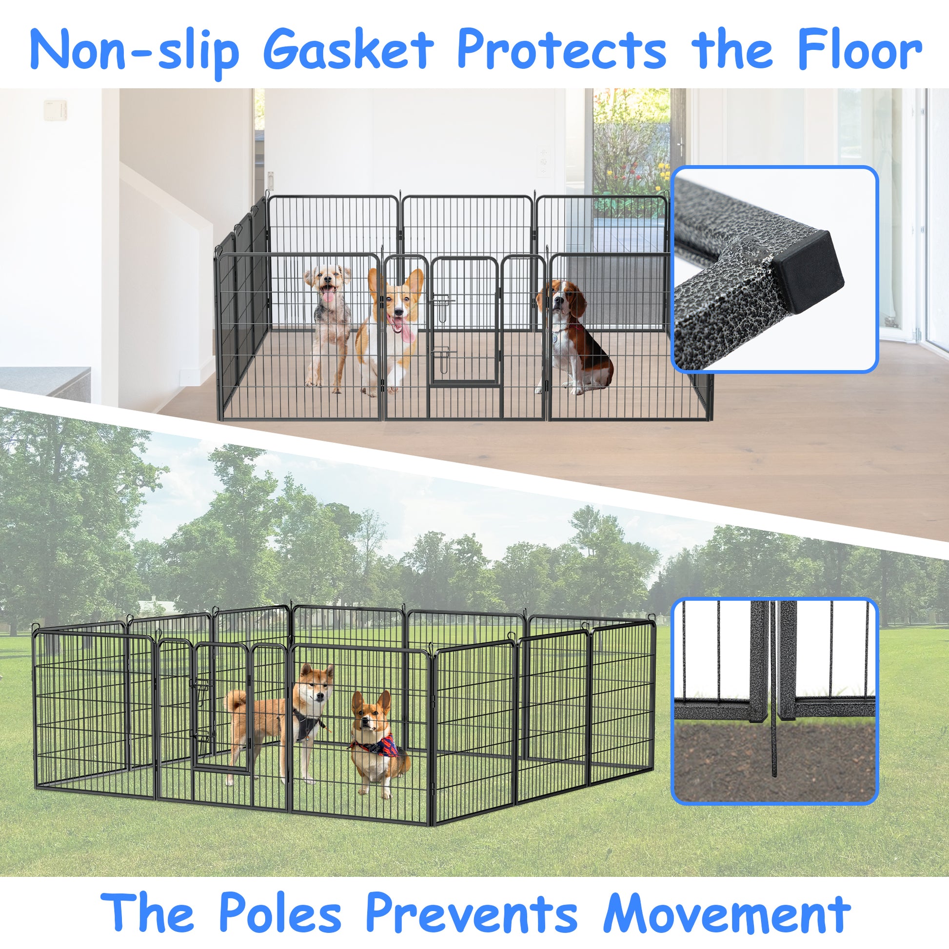 Dog Pens Outdoor 32" Height Foldable 12 Panels Heavy Duty Metal Portable Dog Playpen Indoor Anti Rust Exercise Dog Fence With Doors For Large Medium Small Pets Play Pen For Rv Camping Yard Black Medium 26 40 Lbs Metal Metal