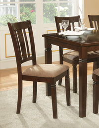 5Pc Transitional Style Dining Furniture Set Table And 4X Side Chairs Fabric Upholstered Seat Espresso Finish Wood Espresso Seats 4 Dining Room Transitional Rectangular Dining Table With Chair Wood