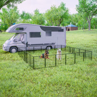 Dog Pens Outdoor 32" Height Foldable24 Panels Heavy Duty Metal Portable Dog Playpen Indoor Anti Rust Exercise Dog Fence With Doors For Large Medium Small Pets Play Pen For Rv Camping Yard Black