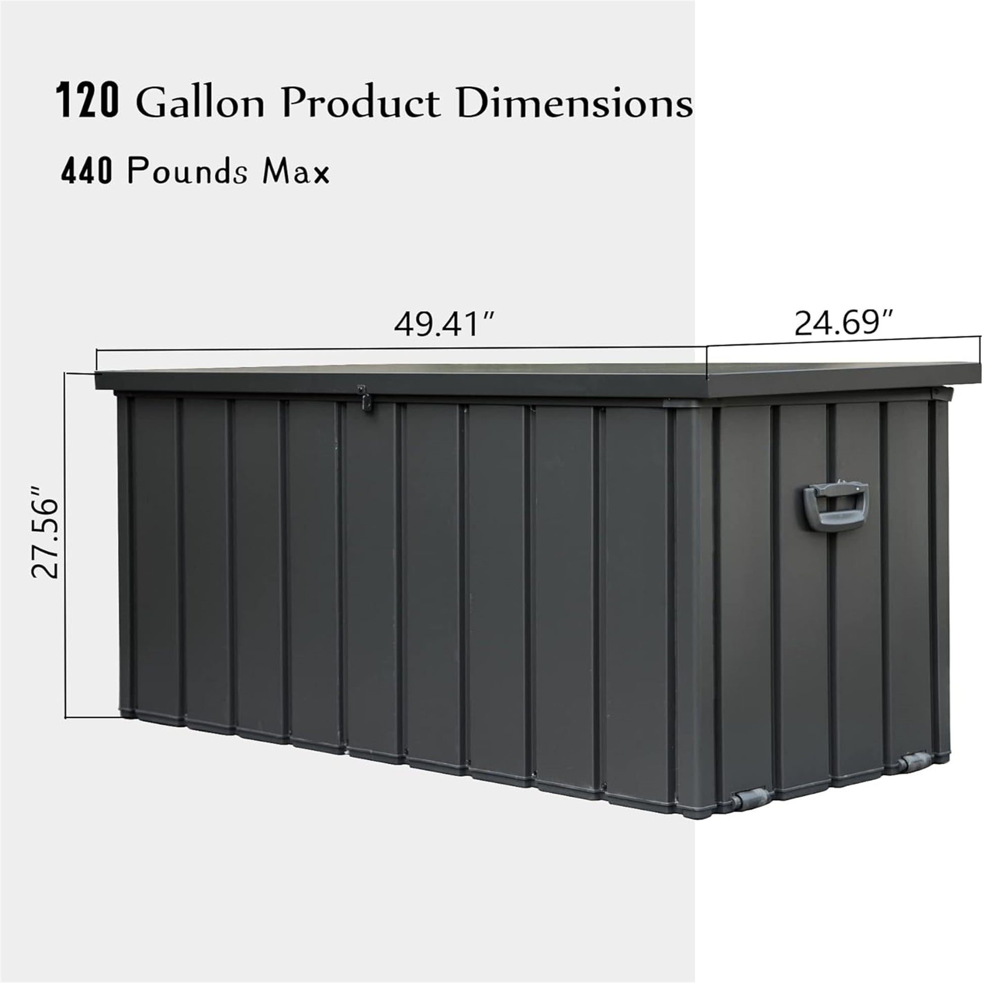 120 Gallon Outdoor Storage Deck Box Waterproof, Large Patio Storage Bin For Outside Cushions, Throw Pillows, Garden Tools, Lockable Dark Gray Dark Gray Steel