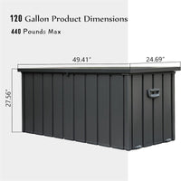 120 Gallon Outdoor Storage Deck Box Waterproof, Large Patio Storage Bin For Outside Cushions, Throw Pillows, Garden Tools, Lockable Dark Gray Dark Gray Steel