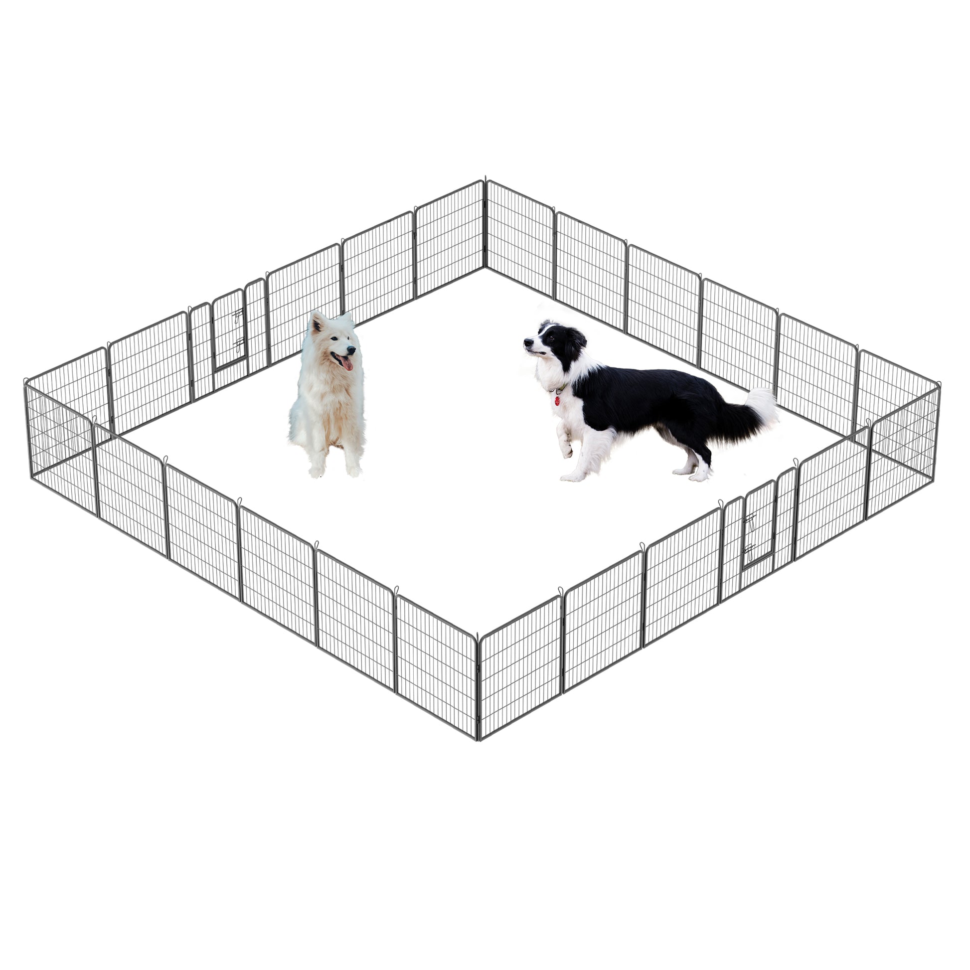 Dog Pens Outdoor 32" Height Foldable24 Panels Heavy Duty Metal Portable Dog Playpen Indoor Anti Rust Exercise Dog Fence With Doors For Large Medium Small Pets Play Pen For Rv Camping Yard Black