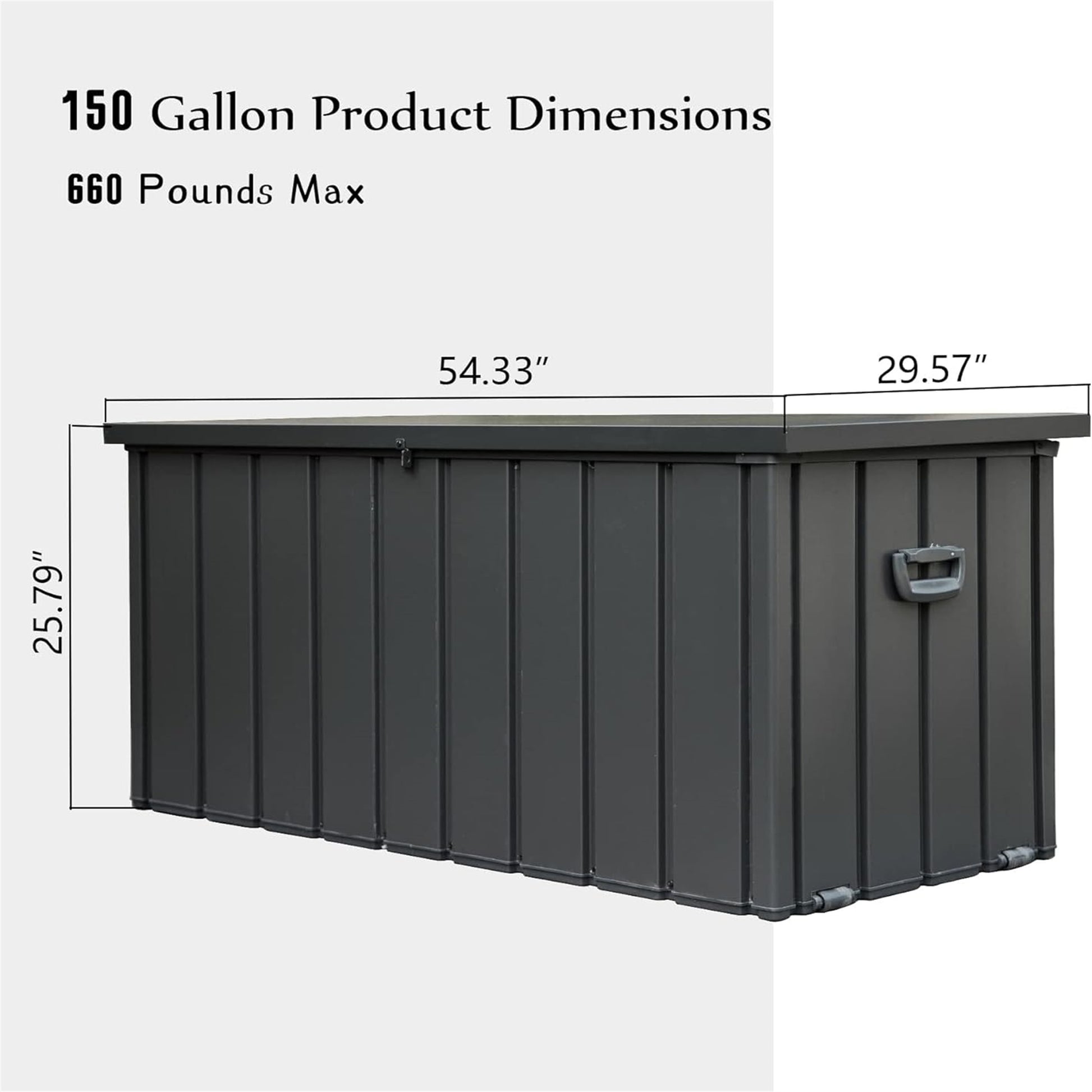 150 Gallon Outdoor Storage Deck Box Waterproof, Large Patio Storage Bin For Outside Cushions, Throw Pillows, Garden Tools, Lockable Dark Gray Dark Gray Steel