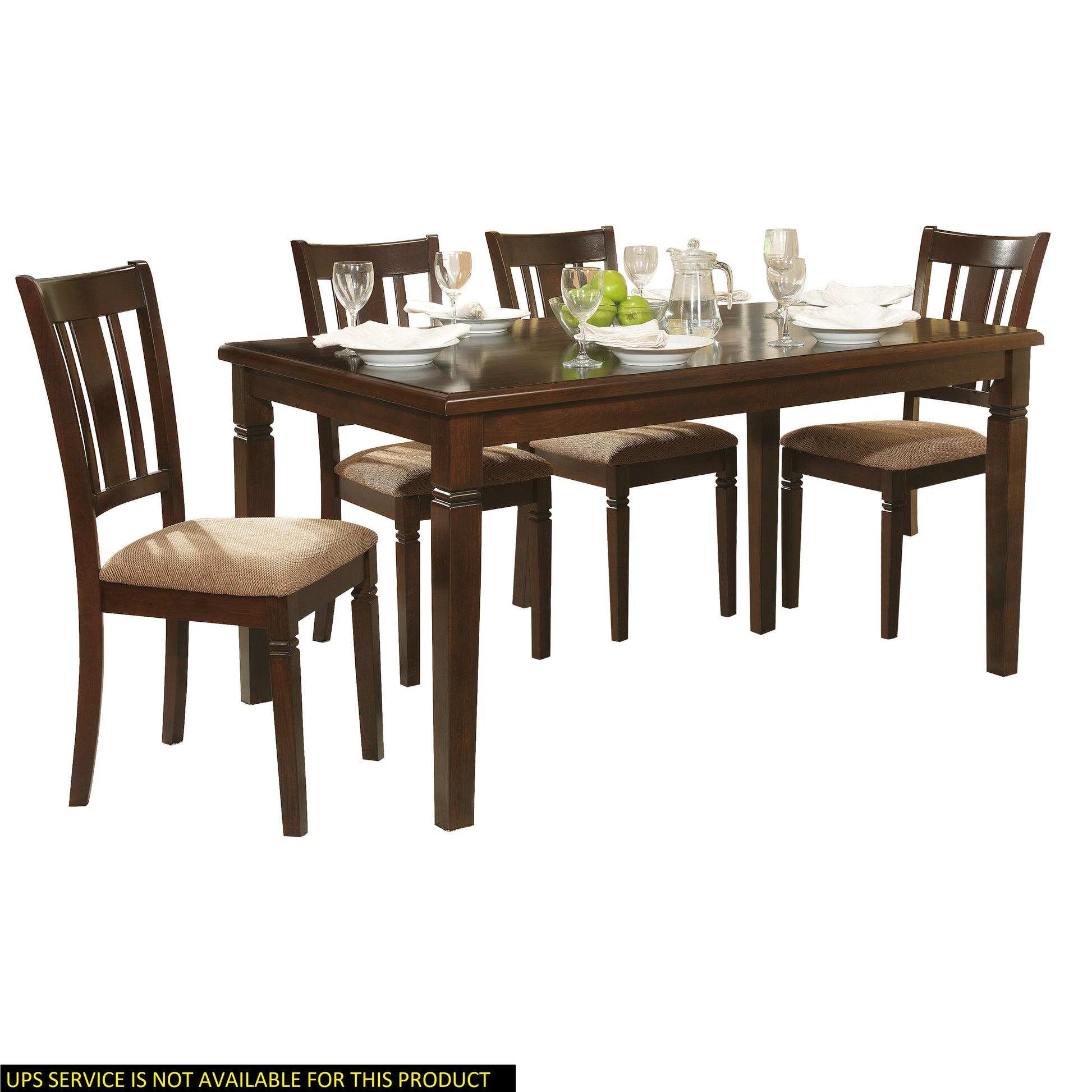 5Pc Transitional Style Dining Furniture Set Table And 4X Side Chairs Fabric Upholstered Seat Espresso Finish Wood Espresso Seats 4 Dining Room Transitional Rectangular Dining Table With Chair Wood