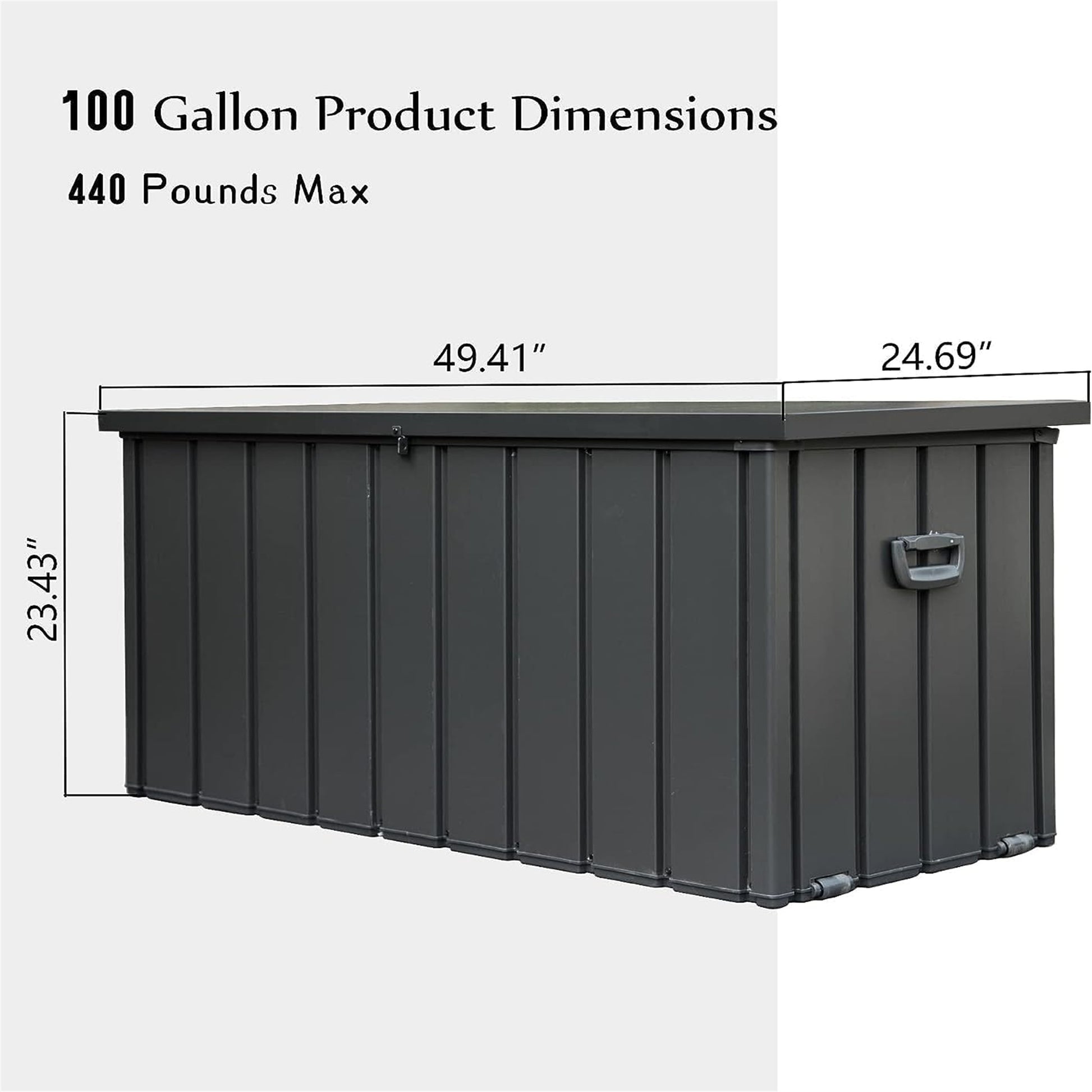 100 Gallon Outdoor Storage Deck Box Waterproof, Large Patio Storage Bin For Outside Cushions, Throw Pillows, Garden Tools, Lockable Dark Gray Dark Gray Steel