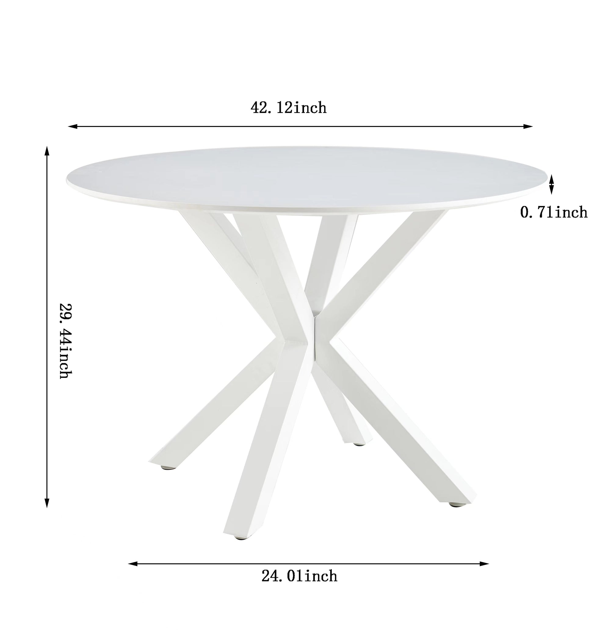 1 4,5Pieces Dining Set,42.1"White Table Cross Leg Mid Century Dining Table For 4 6 People With Round Mdf Table Top, Pedestal Dining Table, End Table Leisure Coffee Table White Kitchen & Dining Tables Mdf