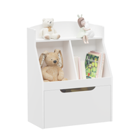 Kids Bookshelf With Drawer And Wheels, Children'S Book Display, Wooden Bookcase, Toy Storage Cabinet Organizer, White White Mdf