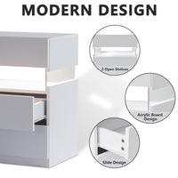 Led Nightstands 3 Drawer Dresser For Bedroom End Table With Acrylic Board Led Bedside Tables For Bedroom Living Room Bedside Furniture White White White 3 Drawers Bedroom Bedside Cabinet American Design,American Traditional,Boho,Casual,Classic Easy