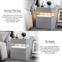 Led Nightstands 3 Drawer Dresser For Bedroom End Table With Acrylic Board Led Bedside Tables For Bedroom Living Room Bedside Furniture White White White 3 Drawers Bedroom Bedside Cabinet American Design,American Traditional,Boho,Casual,Classic Easy