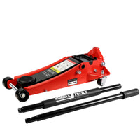 3T Low Profile Jack, Red And Black, Ultra Low Floor Jack With Dual Pistons Quick Lift Pump, Car Jack Hydraulic Autolifts For Home Garage, Truck Jack Hydraulic Lifting Range 3.3" 19.7" Black Red Steel