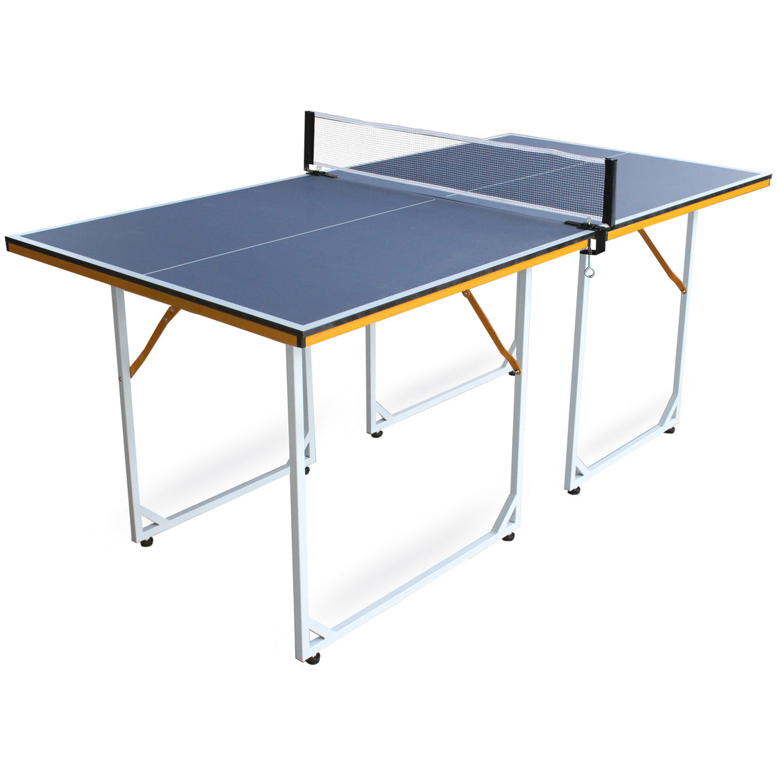 6Ft Mid Size Table Tennis Table Foldable & Portable Ping Pong Table Set For Indoor & Outdoor Games With Net, 2 Table Tennis Paddles And 3 Balls Cyan Mdf