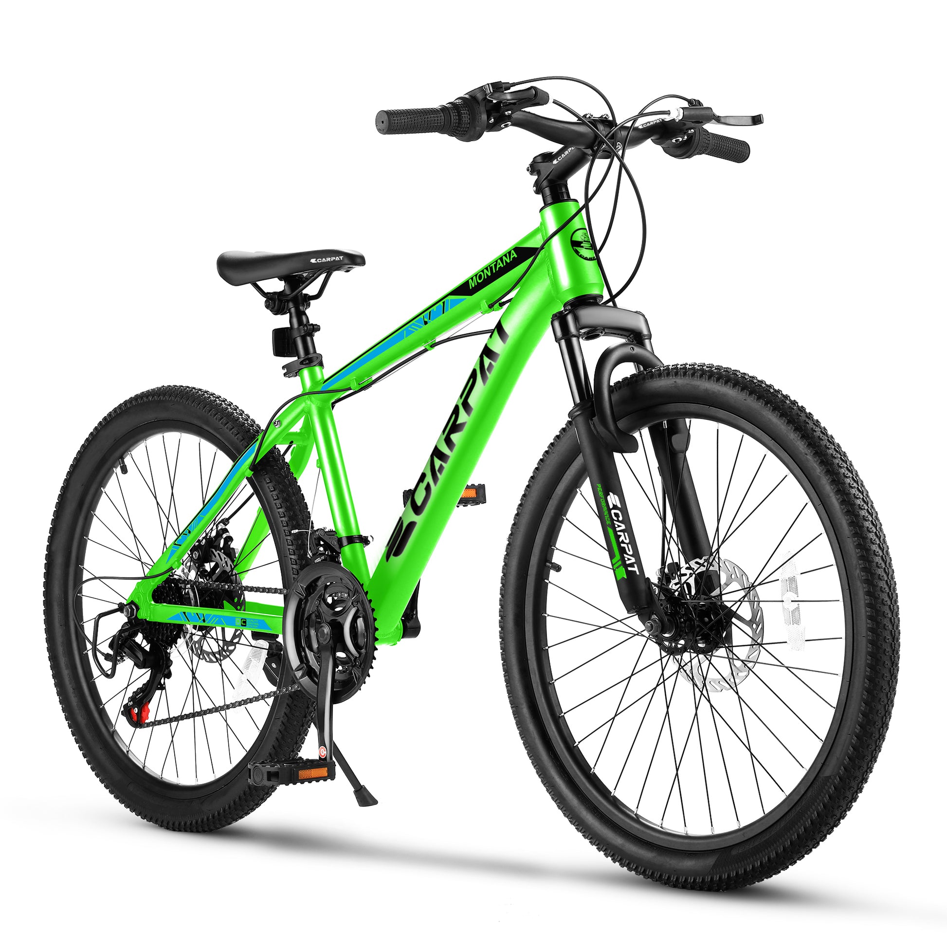 A24299 24 Inch Mountain Bike Bicycle For Adults Aluminium Frame Bike Shimano 21 Speed With Disc Brake Cycling Green Without Anti Slip Garden & Outdoor American Design Multifunctional Aluminium