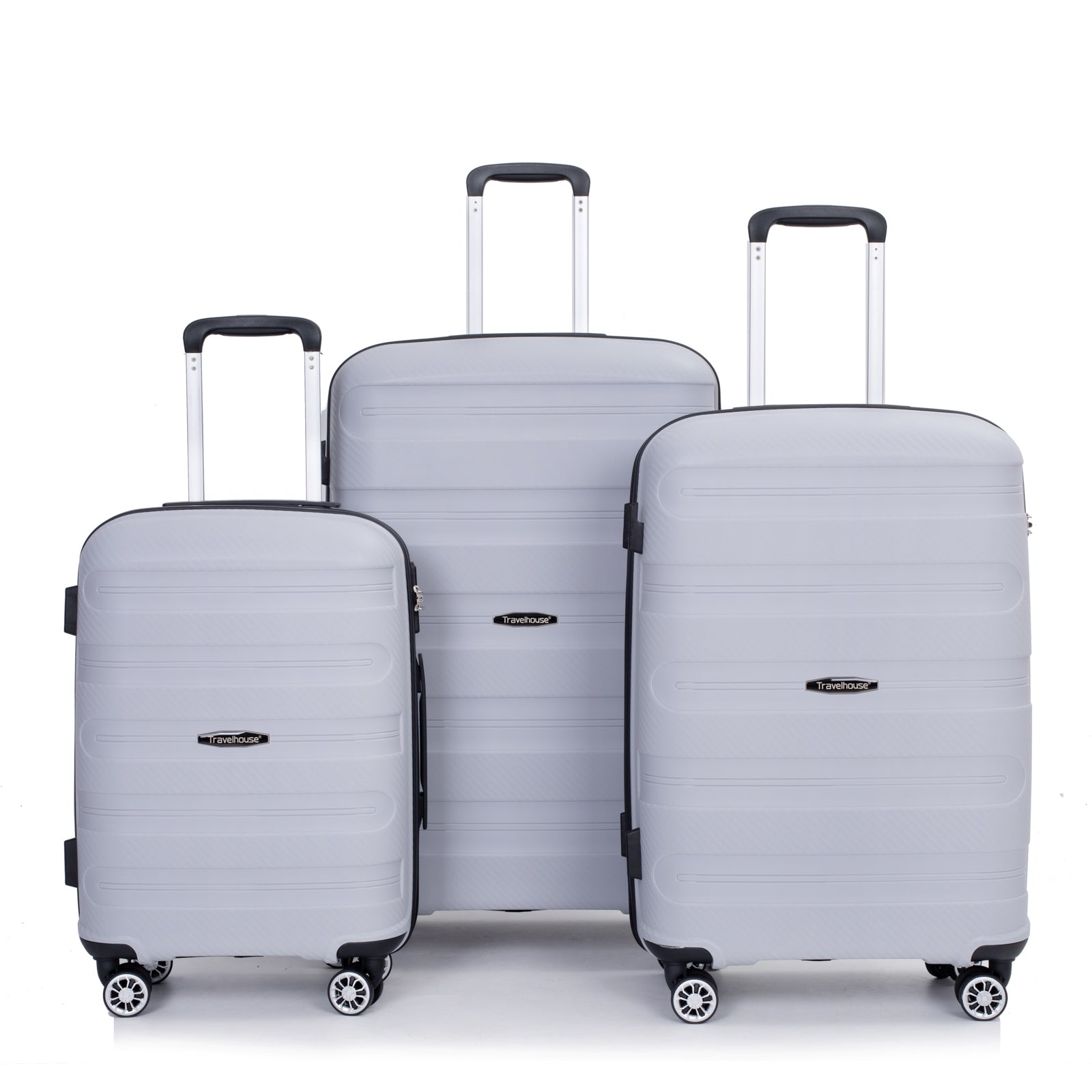 Hardshell Suitcase Spinner Wheels Pp Luggage Sets Lightweight Durable Suitcase With Tsa Lock,3 Piece Set 20 24 28 ,Silver Silver Polypropylene