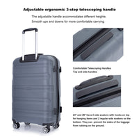 Hardshell Suitcase Spinner Wheels Pp Luggage Sets Lightweight Durable Suitcase With Tsa Lock,3 Piece Set 20 24 28 ,Gray Gray Polypropylene